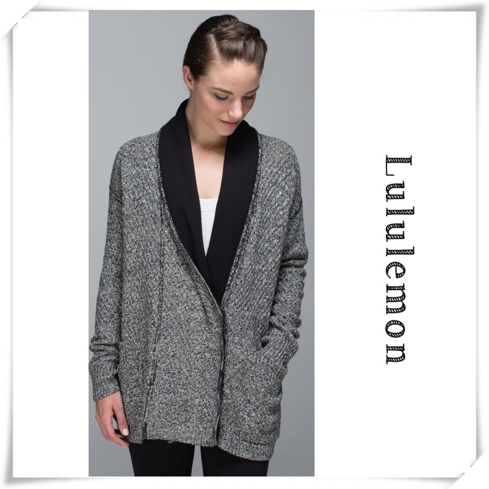 LULULEMON Post Practice Cardigan Jacket in Ghost Black